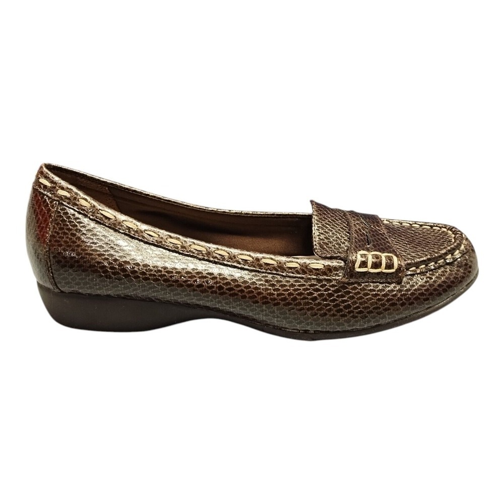 Etienne‎ Aigner Ester Flats Womens Size 9M Brown Snake Leather Comfort 92694-7